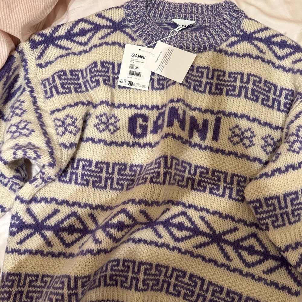 NWT GANNI 100% SWEATER PURPLE
